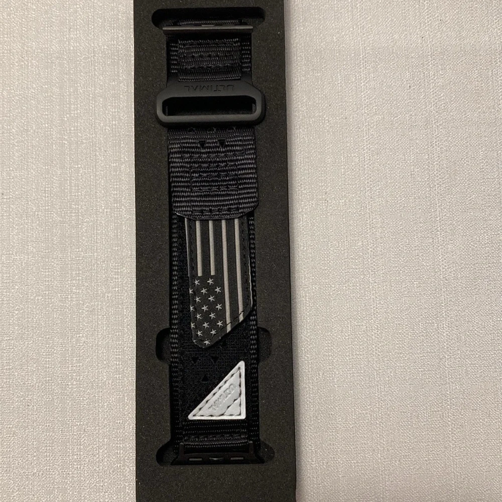 Ultimal‎ Apple Watch Band Nylon Tactical Flag Black Breathable Sports Ultra Deep